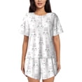 thumbnail image 1 of Logiee Heart Rabbit Print Womens Pajamas Set,Short-Sleeve Pajama 2 Piece Sleepwear with Pockets-Medium, 1 of 6