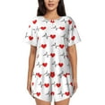 thumbnail image 1 of Logiee Heartbeat Symbol Print Womens Pajamas Set,Short-Sleeve Pajama 2 Piece Sleepwear with Pockets-Medium, 1 of 6