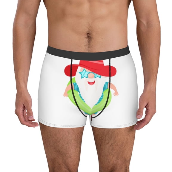 Logiee Hello Summer Gnome 2 Print Mens Boxer Briefs,Boxer Briefs for Men,Breathable Stretch Underwear,Boys Boxer Briefs-XX-Large
