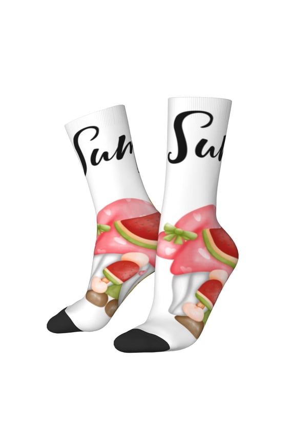 Hello Summer Gnome Print Adult Socks for Men & Women,Calf Socks, Ankle Socks,Boots Socks,Breathable Casual Sock,Unisex Crew Socks