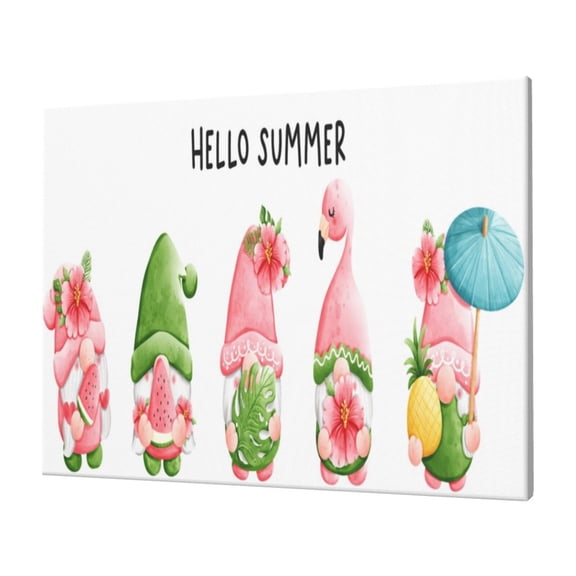 Logiee Hello Summer Gnome Print Canvas Wall Art,Canvas Picture Prints with Frame, Wall Art Decorative,Canvas Decorative,Suitable for Living Room Bedroom Office Room 30x40