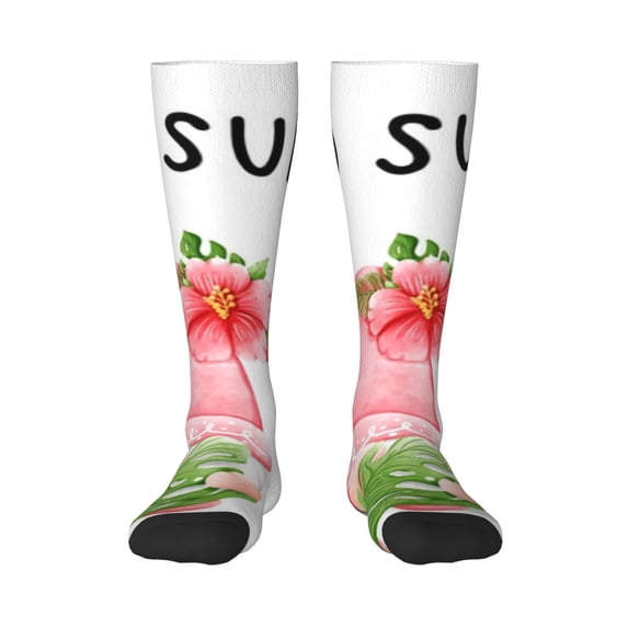 Logiee Hello Summer Gnome Print Gift Stocking Stuffers,Adult Stockings,Novelty Socks,Funny Socks Birthday Running Walking Sleeping