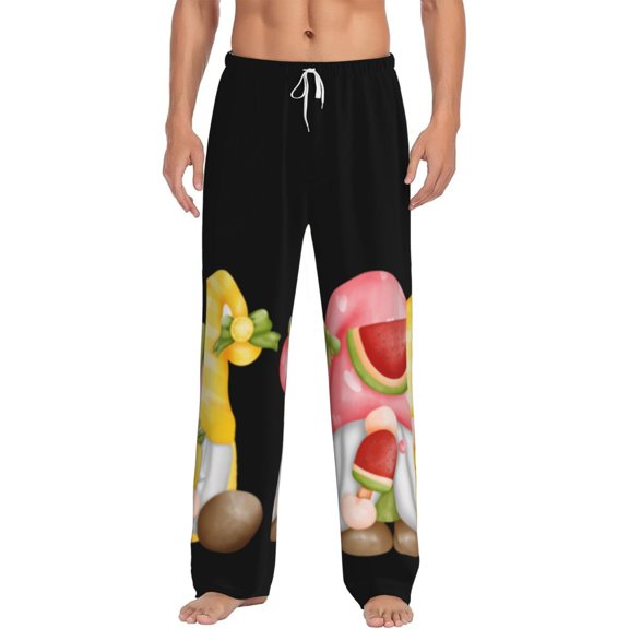 Logiee Hello Summer Gnome Print Pajama Pants for Men,Men’s Pajama Bottoms,Mens PJ Pants with Pockets & Button Fly-Small
