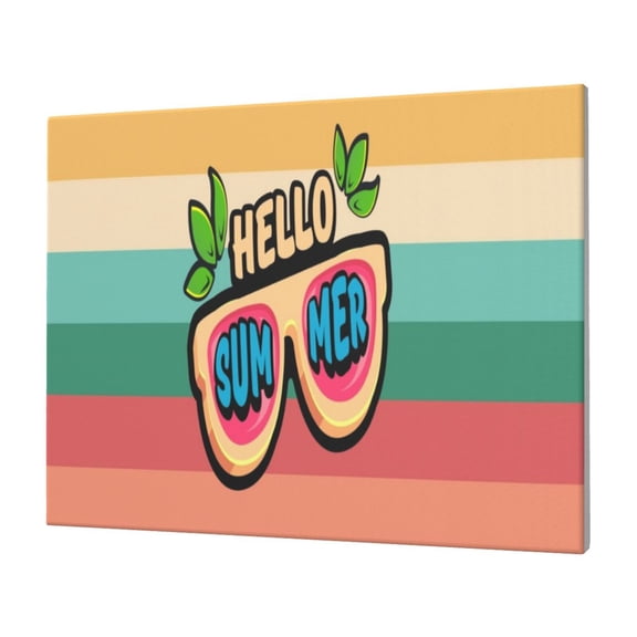 Logiee Hello Summer Print Canvas Wall Art,Canvas Picture Prints with Frame, Wall Art Decorative,Canvas Decorative,Suitable for Living Room Bedroom Office Room 30x40