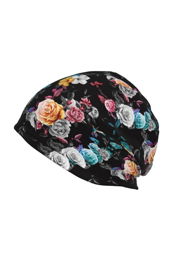 Hibiscus Rose Print Unisex Knit Beanie for Men Women Winter Hat,Beanies Skull Caps