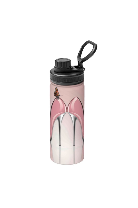 High Heel Shoes Butterfly Print Water Bottle,18oz Sports Insulated Kettle for Cycling Gym Basketball Outdoor, Suitable as a Present