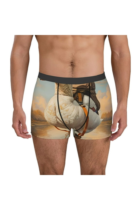 Hiking Duck Print Mens Boxer Briefs,Boxer Briefs for Men,Breathable Stretch Underwear,Boys Boxer Briefs-Small