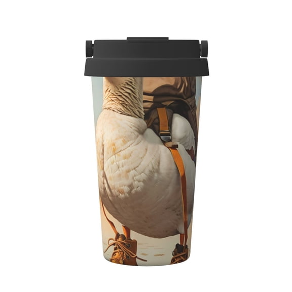 Logiee Hiking Duck Print Stainless Steel Coffee Tumbler, Travel Coffee Mug, Insulated Coffee Mug with Lid, Spill Proof Coffee Cup, Portable Thermal Mug