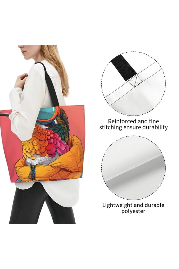 Logiee Hip Hummingbird In Jacket Print Tote Bag for Women, Lightweight Tote Bag,Shoulder Bag,Handbag for Yoga Bag for Sport, Travel