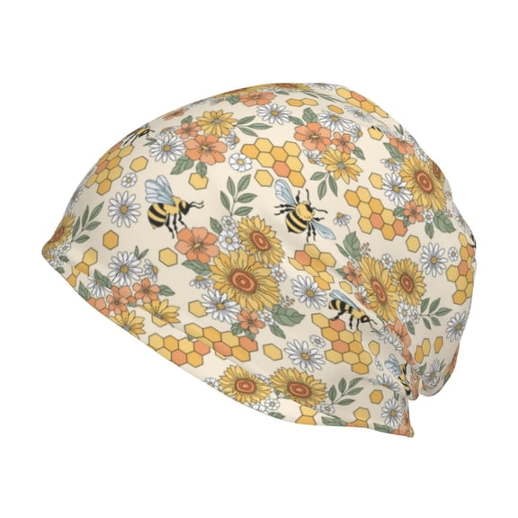 Logiee Hippie Bee Honeycomb Print Unisex Knit Beanie for Men Women Winter Hat,Beanies Skull Caps