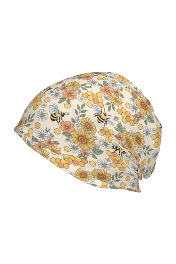 Hippie Bee Honeycomb Print Unisex Knit Beanie for Men Women Winter Hat,Beanies Skull Caps