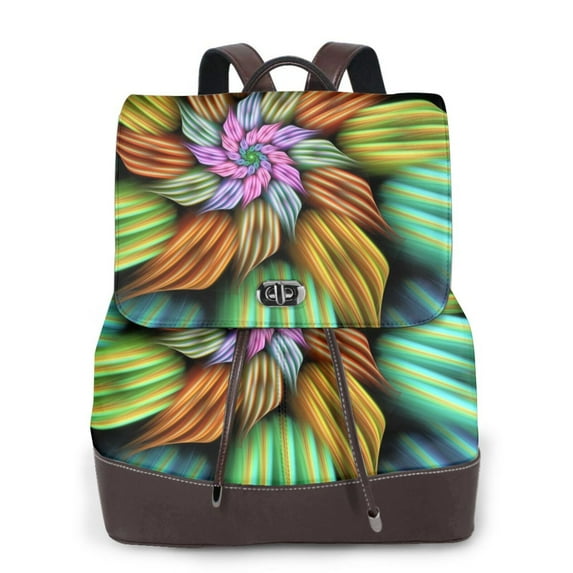 Logiee Hippie Style Print Backpack Purse for Women,Fashion Leather Backpack Purse,Women's Leather Backpack for Work College Travel