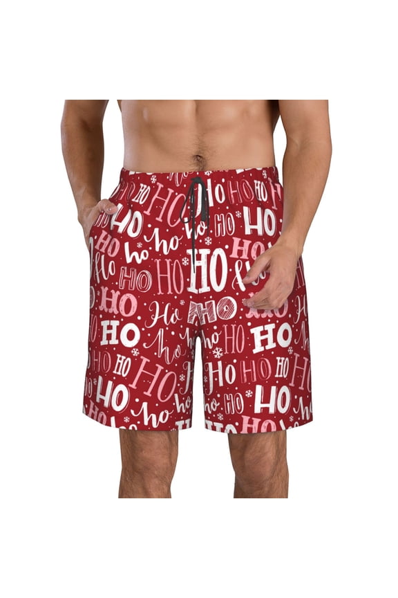 Ho Funny Christmas Print Mens Swim Trunks Quick Dry Board Shorts,Breathable Hawaii Beach Shorts Swimwear Bathing Suits-XX-Large