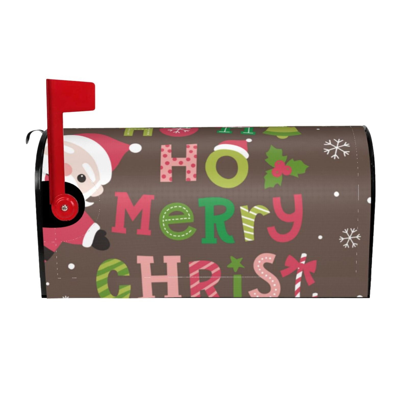 Logiee Ho Ho Ho Merry Christmas Print Post Letter Box Wrap Decor, Mailbox Cover Suitable for Standard Mailbox and Large Size Mailbox,Outdoor Yard Decoration-25.5x21 in