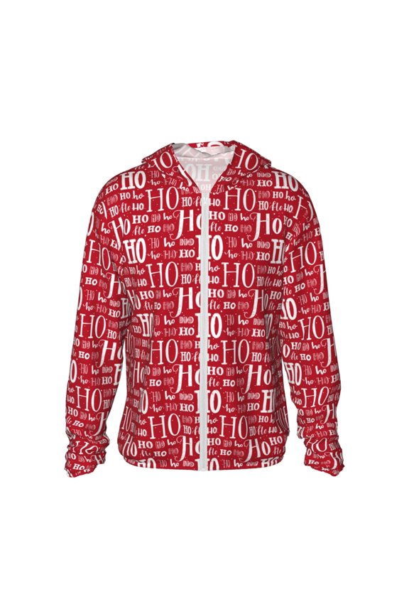 Hohoho5 Print Men's Women Light Jacket Full Zip Sun Protection Hoodie Long Sleeve Sun Shirts for Men Hiking Fishing Zip Pockets-XX-Large