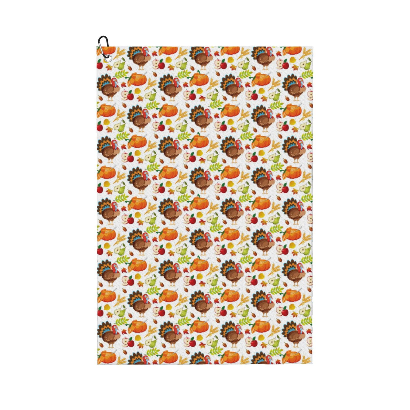 Logiee Holiday Thanksgiving Turkey Print Golf Towels,16