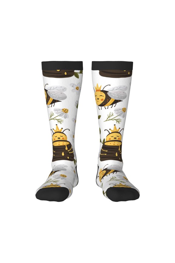 Honey Bee Insect Print Gift Stocking Stuffers,Adult Stockings,Novelty Socks,Funny Socks Birthday Running Walking Sleeping
