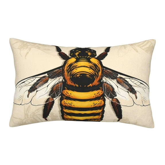 Logiee Honey Bee Print Pillow Case,Throw Pillow Covers, Double Sided Plush Cushion Cover for Couch Sofa Bed, Only Pillowcase-16"x24"