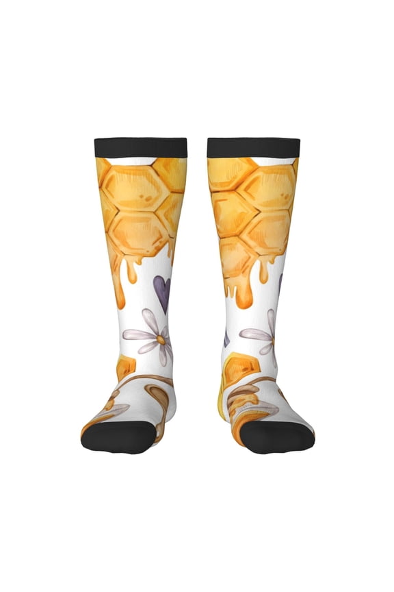 Honey Bee Set Print Gift Stocking Stuffers,Adult Stockings,Novelty Socks,Funny Socks Birthday Running Walking Sleeping