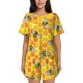 thumbnail image 1 of Logiee Honeycombs Print Womens Pajamas Set,Short-Sleeve Pajama 2 Piece Sleepwear with Pockets-Small, 1 of 6