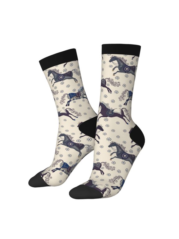 Horse Print Adult Socks for Men & Women,Calf Socks, Ankle Socks,Boots Socks,Breathable Casual Sock,Unisex Crew Socks