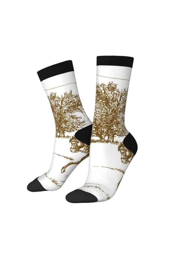 Horse Rider In Field Print Adult Socks for Men & Women,Calf Socks, Ankle Socks,Boots Socks,Breathable Casual Sock,Unisex Crew Socks
