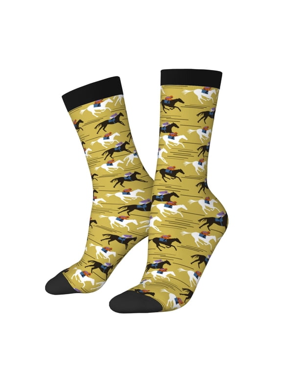 Horsemen In Horseraces Print Adult Socks for Men & Women,Calf Socks, Ankle Socks,Boots Socks,Breathable Casual Sock,Unisex Crew Socks