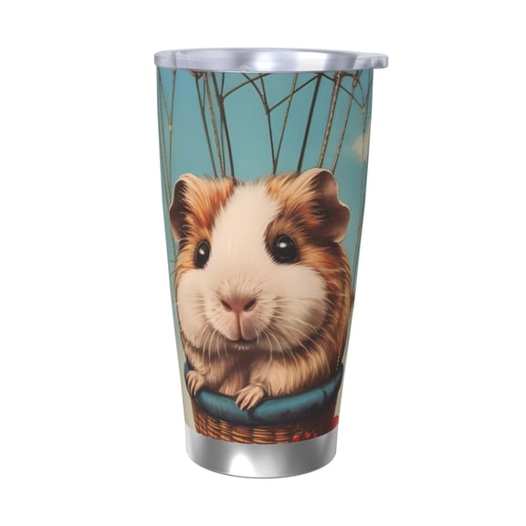 Logiee Hot Air Balloon Guinea Pig Print 20OZ Car Cup with Lid, Stainless Steel Vacuum Insulated Double Wall Travel Tumbler, Durable Insulated Coffee Mug,Thermal Cup with Straw-Without Straw