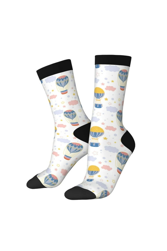 Hot Air Balloon Print Adult Socks for Men & Women,Calf Socks, Ankle Socks,Boots Socks,Breathable Casual Sock,Unisex Crew Socks