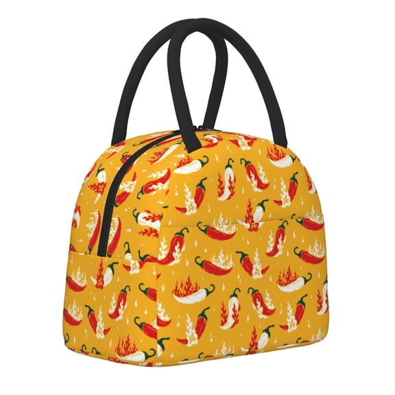 Logiee Hot Chilli Print Lunch Bag for Women & Men,Adult Insulated Lunch Box,Food Lunch Containers,Reusable High Capacity Lunch Tote Bags for Work, Travel, Outdoor