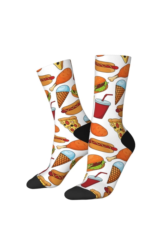 Hot Dog Burger Print Adult Socks for Men & Women,Calf Socks, Ankle Socks,Boots Socks,Breathable Casual Sock,Unisex Crew Socks