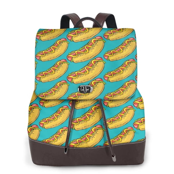 Logiee Hot Dogs 8 Print Backpack Purse for Women,Fashion Leather Backpack Purse,Women's Leather Backpack for Work College Travel