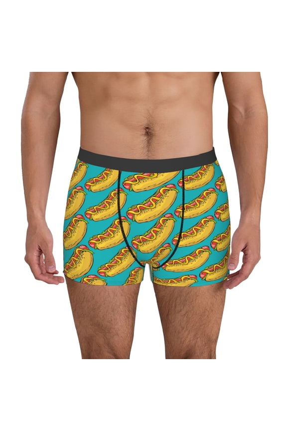 Hot Dogs 8 Print Mens Boxer Briefs,Boxer Briefs for Men,Breathable Stretch Underwear,Boys Boxer Briefs-Large