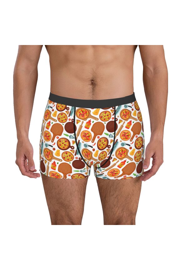 Hot Fresh Pizza Print Mens Boxer Briefs,Boxer Briefs for Men,Breathable Stretch Underwear,Boys Boxer Briefs-Small