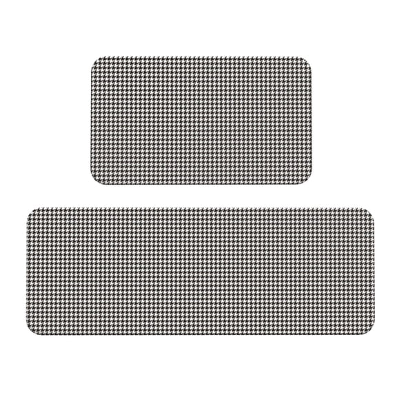 Logiee Houndstooth Black And White Print Kitchen Mats for Floor Sets of 2,Waterproof Kitchen Rugs,Non Slip Comfort Standing Mat Rug for Home,Runner,Sink,Office,Laundry