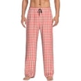 thumbnail image 1 of Logiee Houndstooth With Red And White Print Pajama Pants for Men,Men’s Pajama Bottoms,Mens PJ Pants with Pockets & Button Fly-Small, 1 of 6