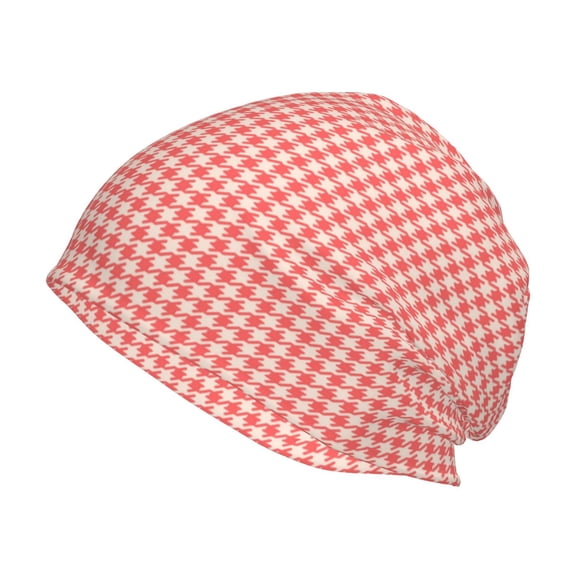 Logiee Houndstooth With Red And White Print Unisex Knit Beanie for Men Women Winter Hat,Beanies Skull Caps