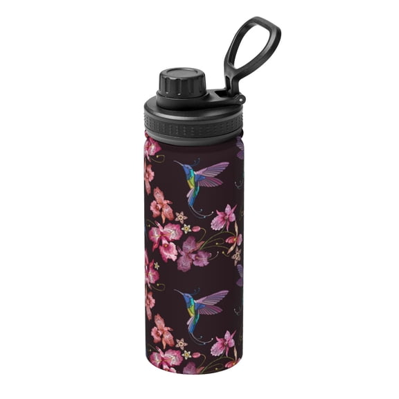 Logiee Humming Bird And Tropical Print Water Bottle,18oz Sports Insulated Kettle for Cycling Gym Basketball Outdoor, Suitable as a Present
