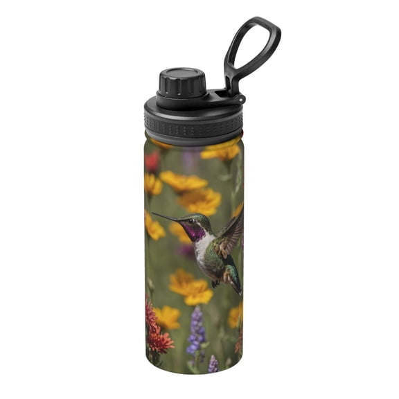 Logiee Humming Bird Print Water Bottle,18oz Sports Insulated Kettle for Cycling Gym Basketball Outdoor, Suitable as a Present