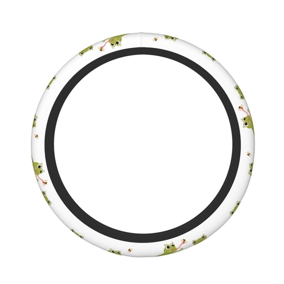 Logiee Hunting Frog Print Breathable Elastic Steering Wheel Cover, Non-Slip Stretch Steering Wheel Protector,Universal 15 Inch Fit Auto, Suvs, Truck