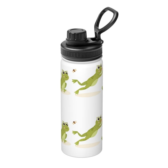Logiee Hunting Frog Print Water Bottle,18oz Sports Insulated Kettle for Cycling Gym Basketball Outdoor, Suitable as a Present