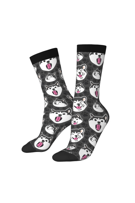 Husky Print Adult Socks for Men & Women,Calf Socks, Ankle Socks,Boots Socks,Breathable Casual Sock,Unisex Crew Socks