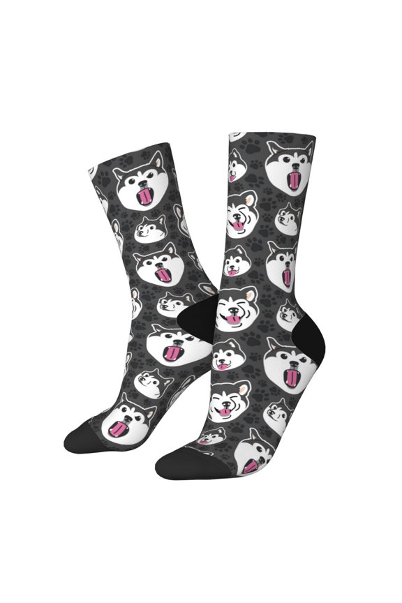 Husky Print Adult Socks for Men & Women,Calf Socks, Ankle Socks,Boots Socks,Breathable Casual Sock,Unisex Crew Socks