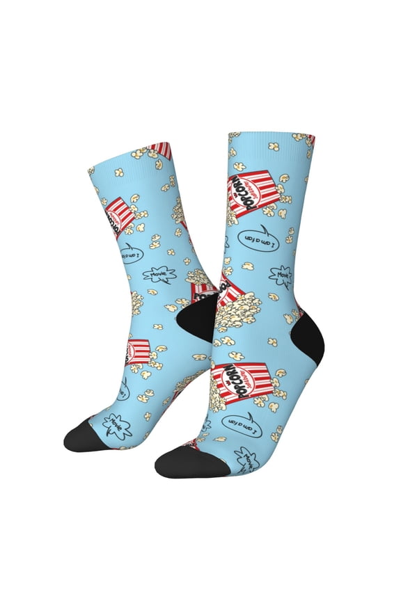 I Am A Fan Popcorn Print Adult Socks for Men & Women,Calf Socks, Ankle Socks,Boots Socks,Breathable Casual Sock,Unisex Crew Socks