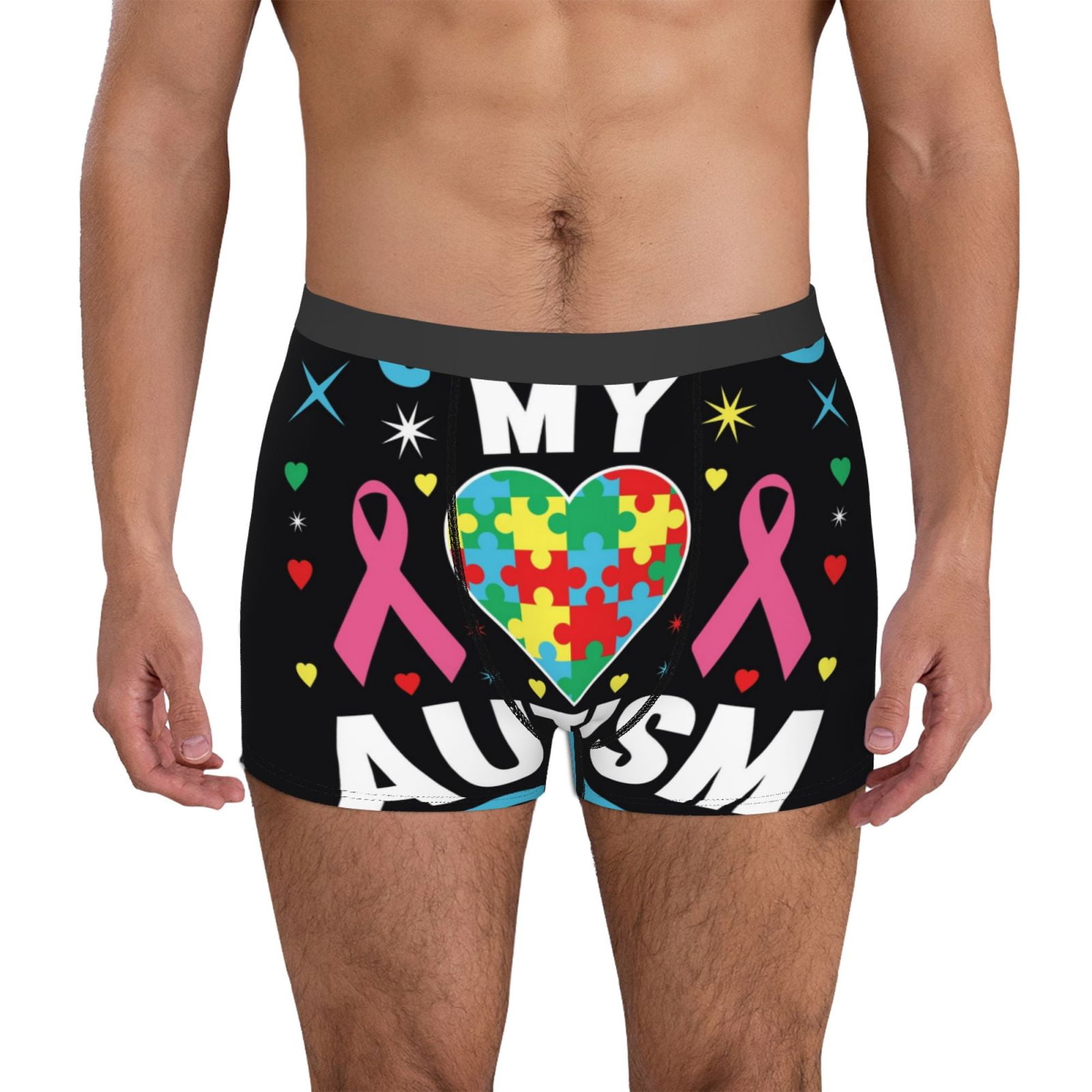 Logiee I Love My Autism Print Mens Boxer Briefs,Boxer Briefs for Men ...