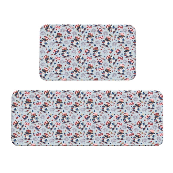 Logiee I Love USA Print Kitchen Mats for Floor Sets of 2,Waterproof Kitchen Rugs,Non Slip Comfort Standing Mat Rug for Home,Runner,Sink,Office,Laundry