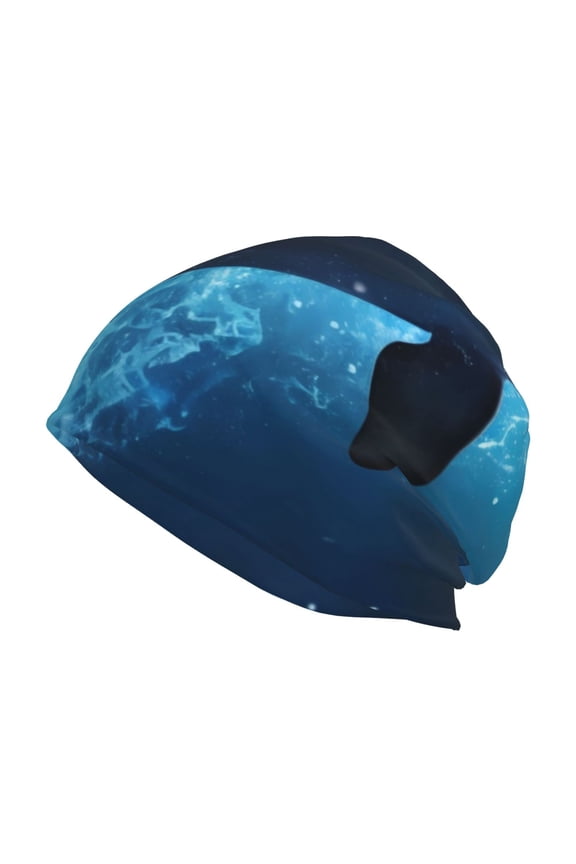 Ice Blue Ocean Cute Dolphin Print Unisex Knit Beanie for Men Women Winter Hat,Beanies Skull Caps