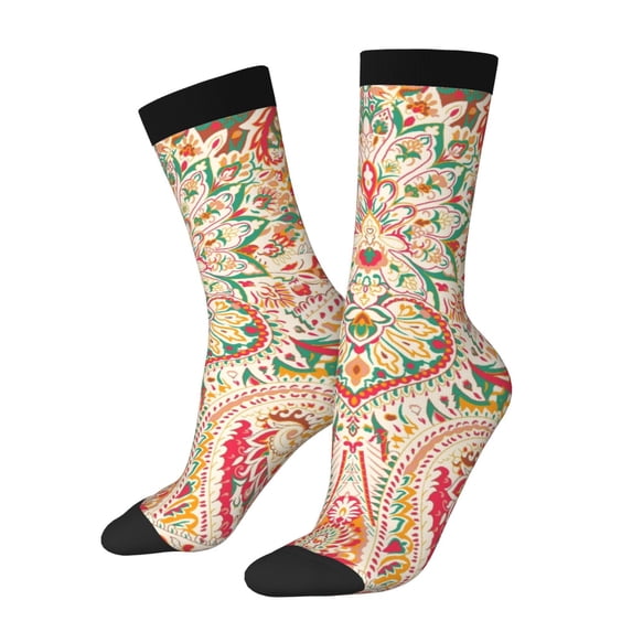 Logiee Indian Paisley 1 Print Adult Socks for Men & Women,Calf Socks, Ankle Socks,Boots Socks,Breathable Casual Sock,Unisex Crew Socks