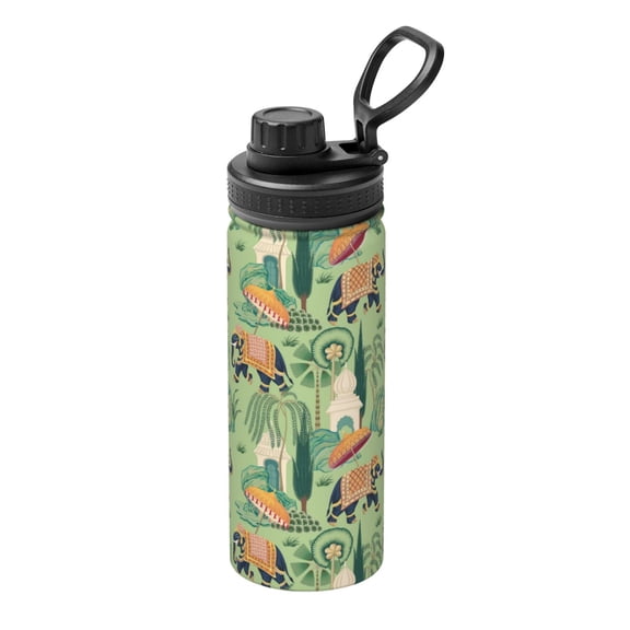 Logiee Indian elephant Print Water Bottle,18oz Sports Insulated Kettle for Cycling Gym Basketball Outdoor, Suitable as a Present