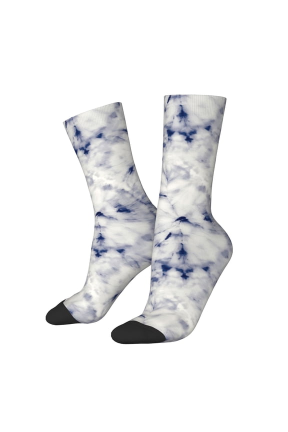 Indigo Tie Dye Print Adult Socks for Men & Women,Calf Socks, Ankle Socks,Boots Socks,Breathable Casual Sock,Unisex Crew Socks
